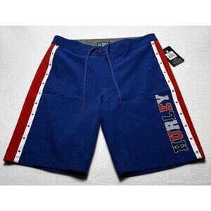 NWT Hurley Boardshorts Size 32 Mens Red White Blue BBQ Summer School Swim Shorts